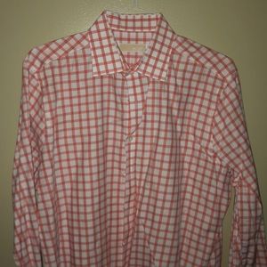 Michael Kors Mens Coral Plaid 16 1/2 34/35 SlimFit